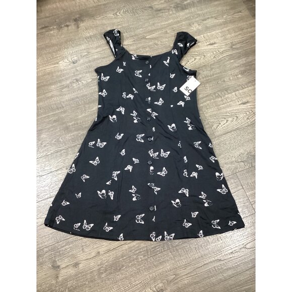 SO Girls Plus 16 Button Front Black Dress Butterfly Print Casual Wear Outfits - Picture 1 of 6